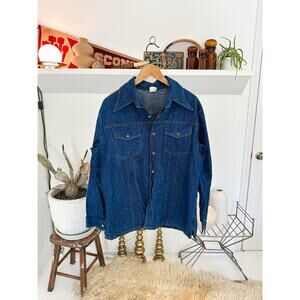 Vintage 1970s Denim Snap Closure Shirt Large 23 x 28